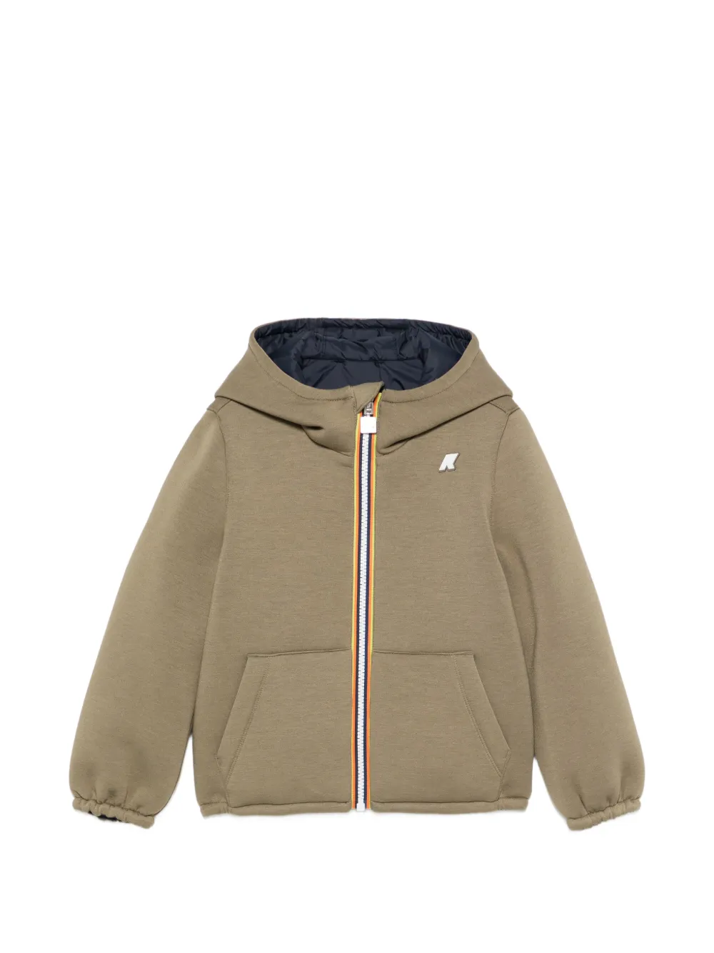 K Way Kids logo-patch zip-up jacket - Verde