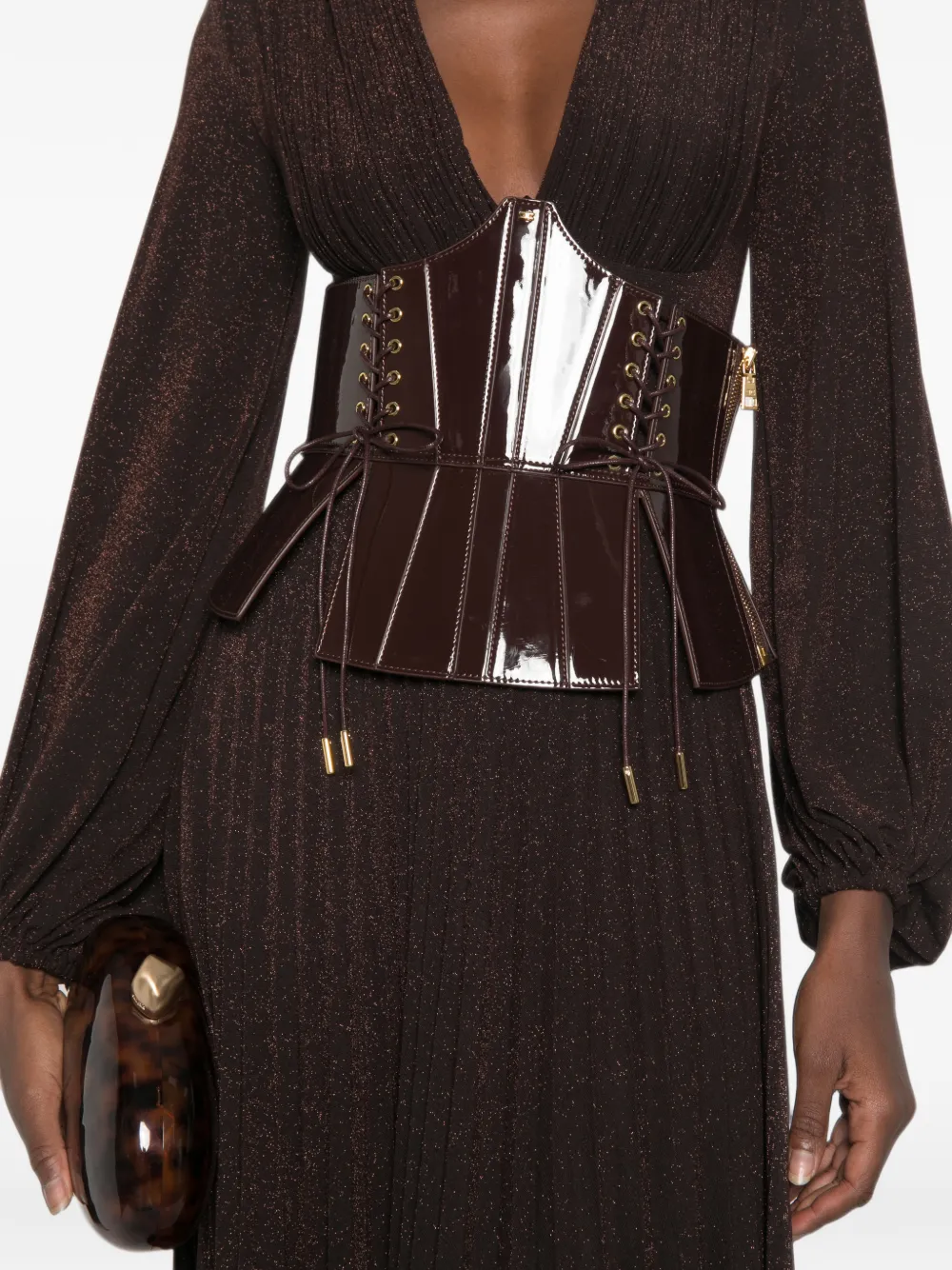 Elisabetta Franchi Maxi-jurk met V-hals Bruin