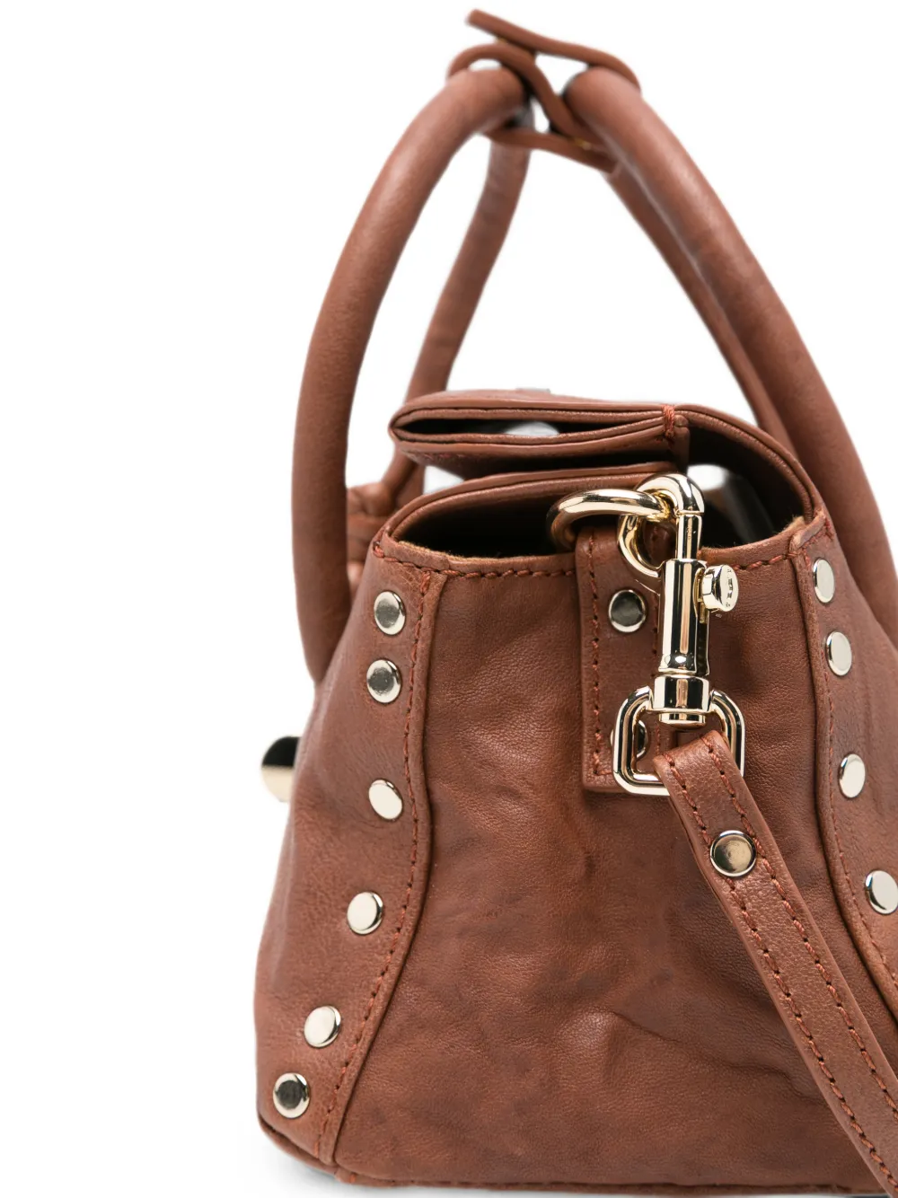 Zanellato Baby Dotta leren shopper met studs Bruin