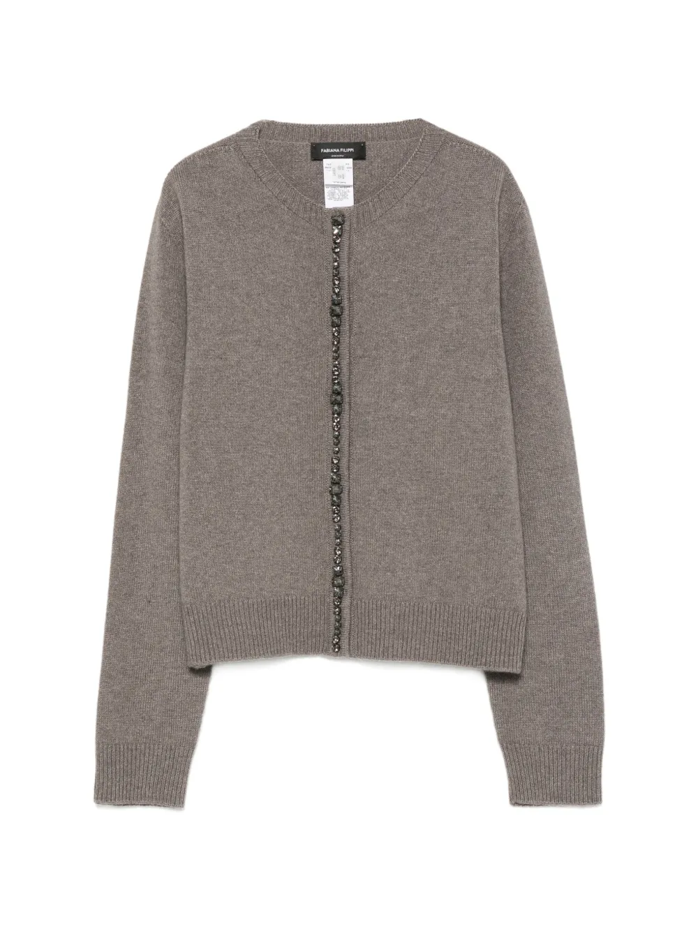 Fabiana Filippi bead-embellished ribbed-trim cardigan - Grigio