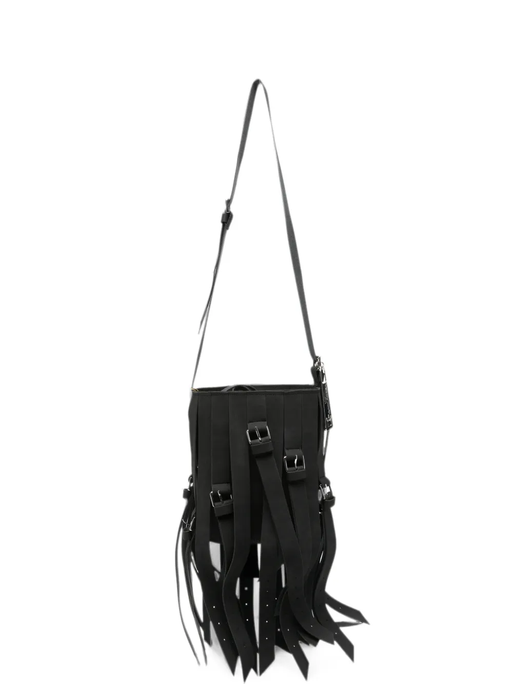 la milanesa buckle-detail fringed bucket bag - Schwarz
