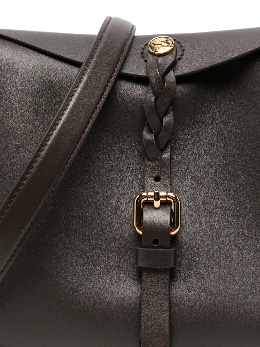 ETRO Leren schoudertas Bruin