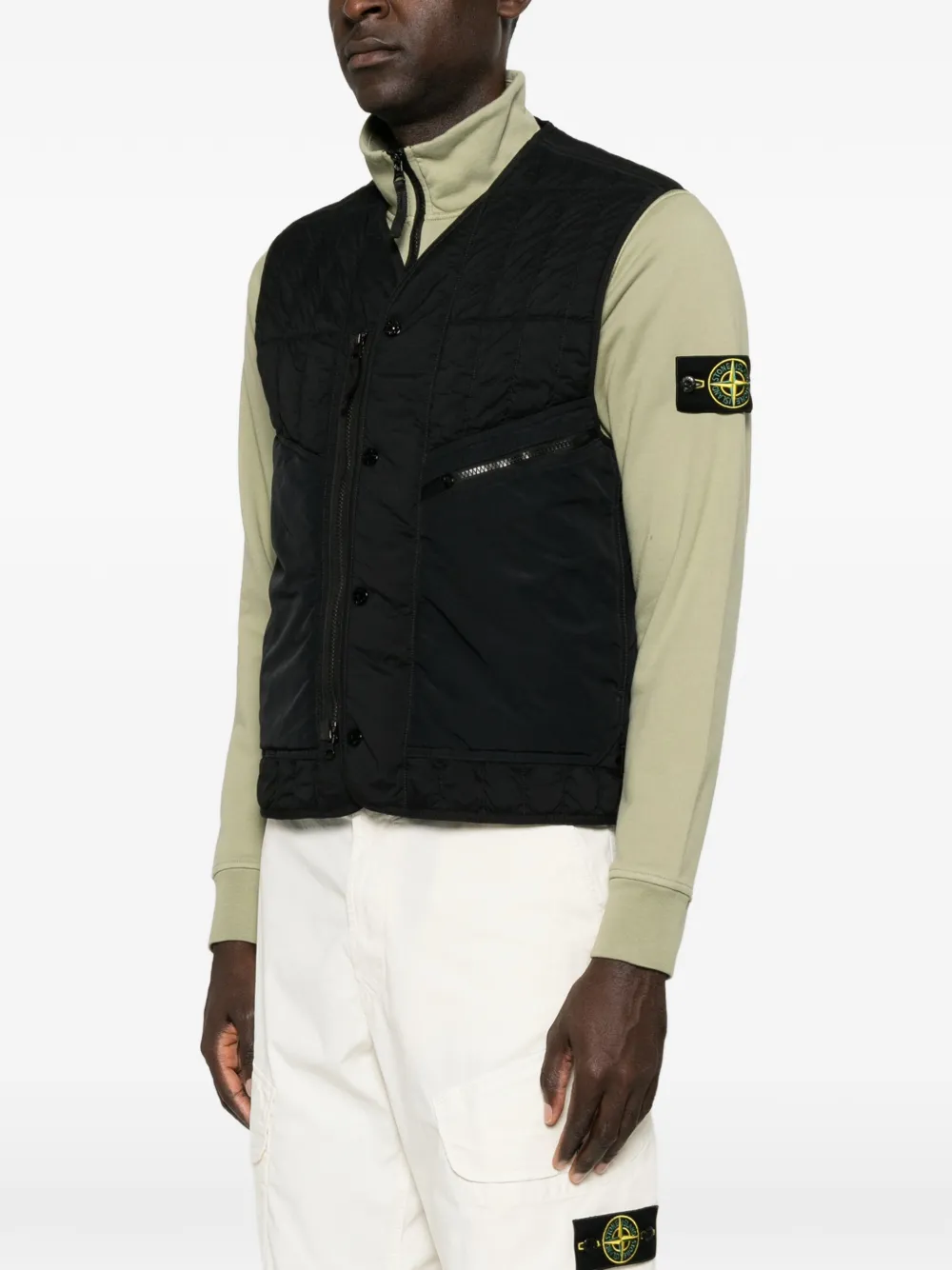 Stone Island Spencer met rits Zwart
