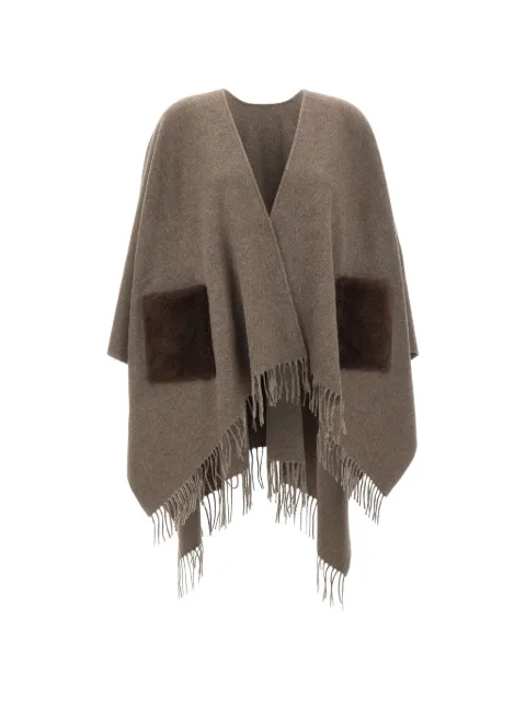 Gran Sasso faux-fur pocket fringed-hem cape