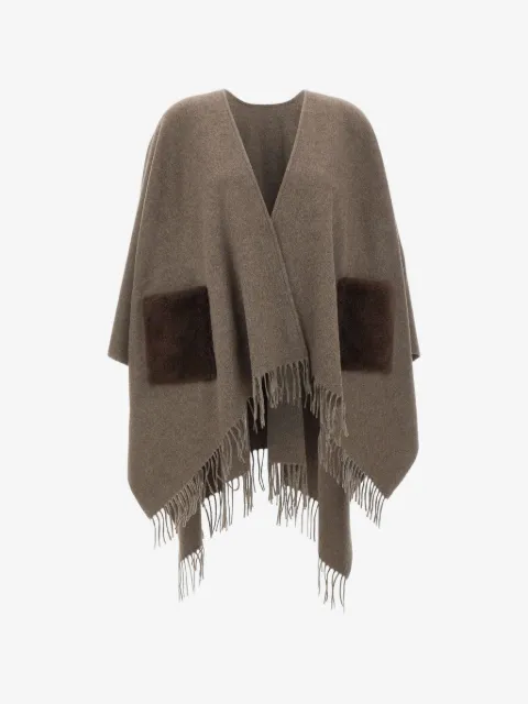 Gran Sasso faux-fur pocket fringed-hem cape