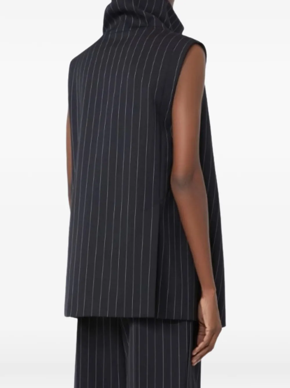 Sportmax Mouwloze top met krijtstreep-patroon Zwart