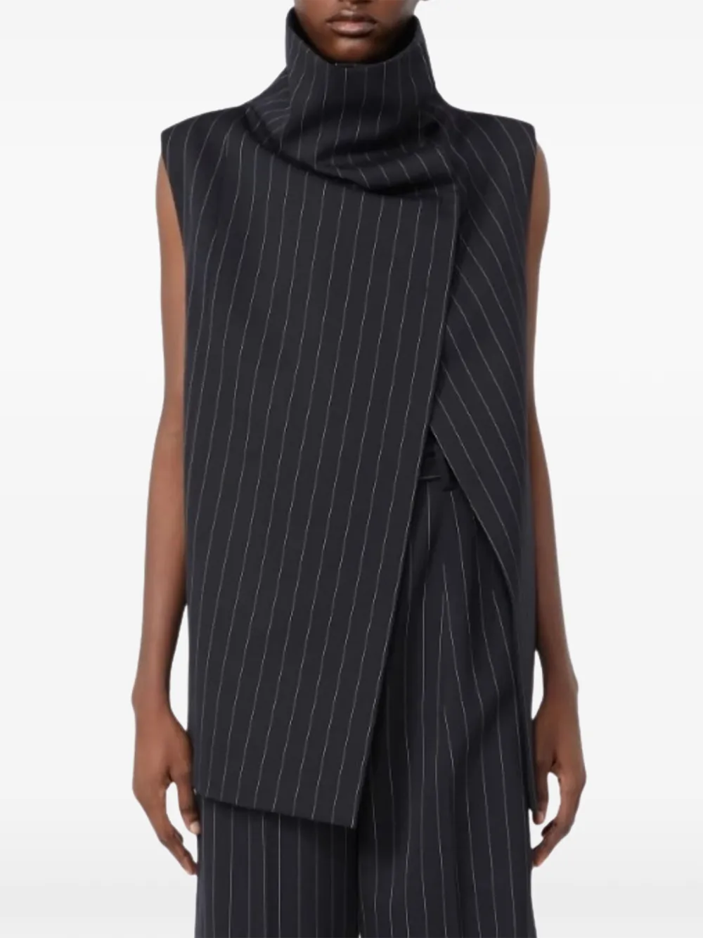 Sportmax Mouwloze top met krijtstreep-patroon Zwart