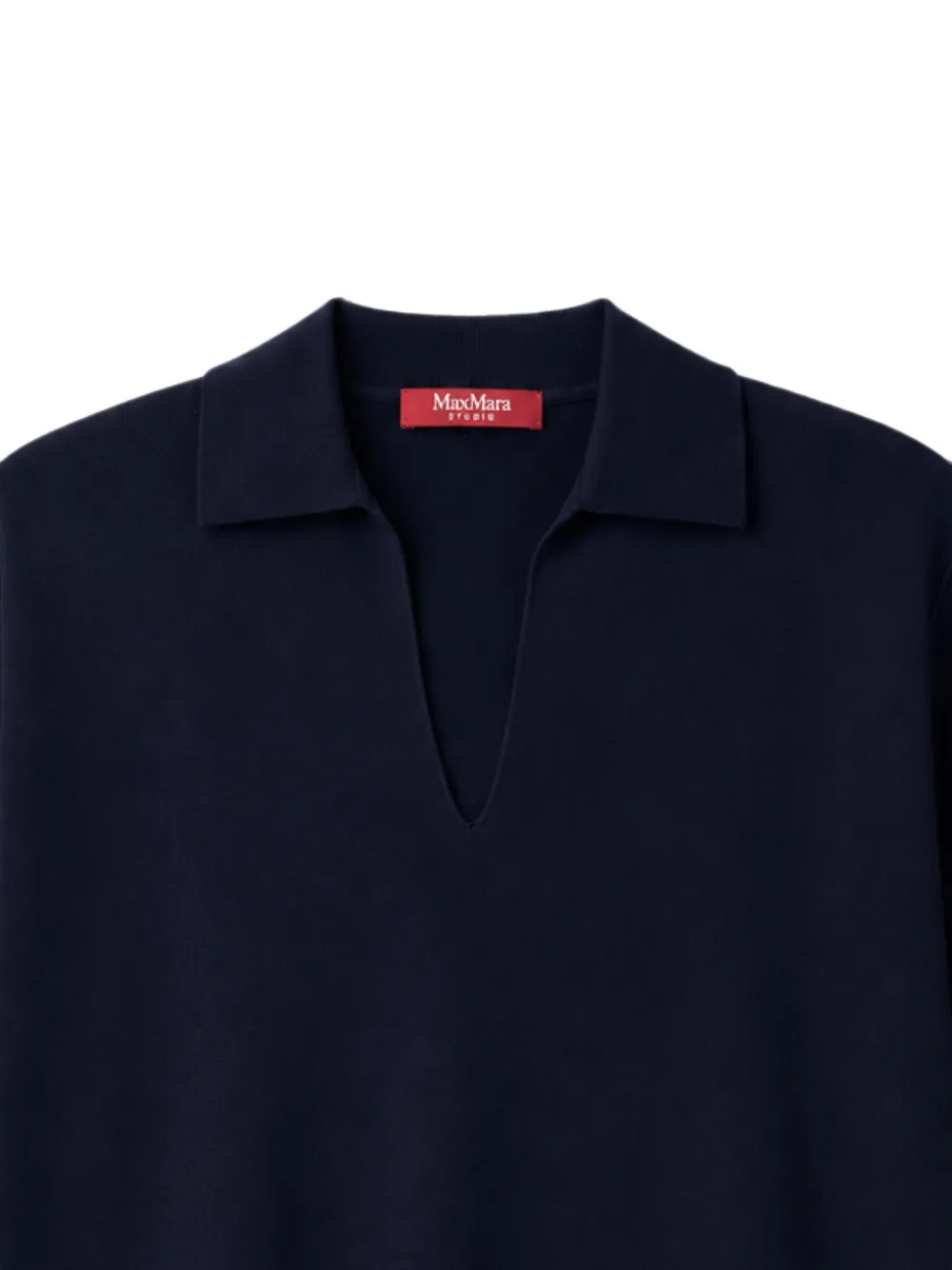 Max Mara T-shirt met korte mouwen en gespreide kraag Blauw