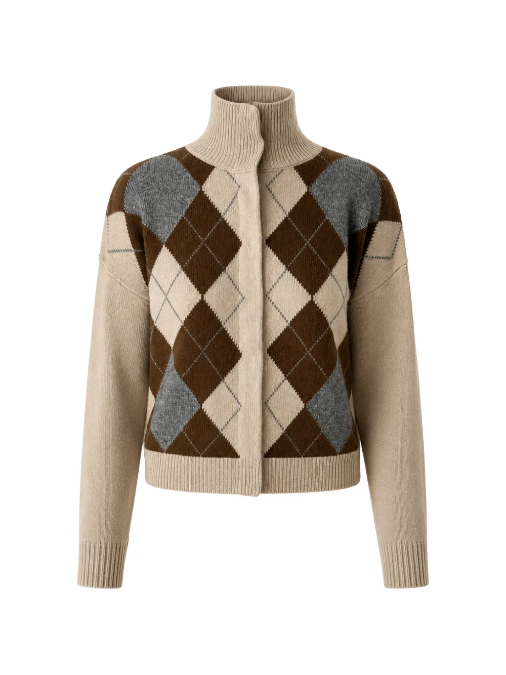 Max Mara argyle-knit turtleneck cardigan - Toni neutri