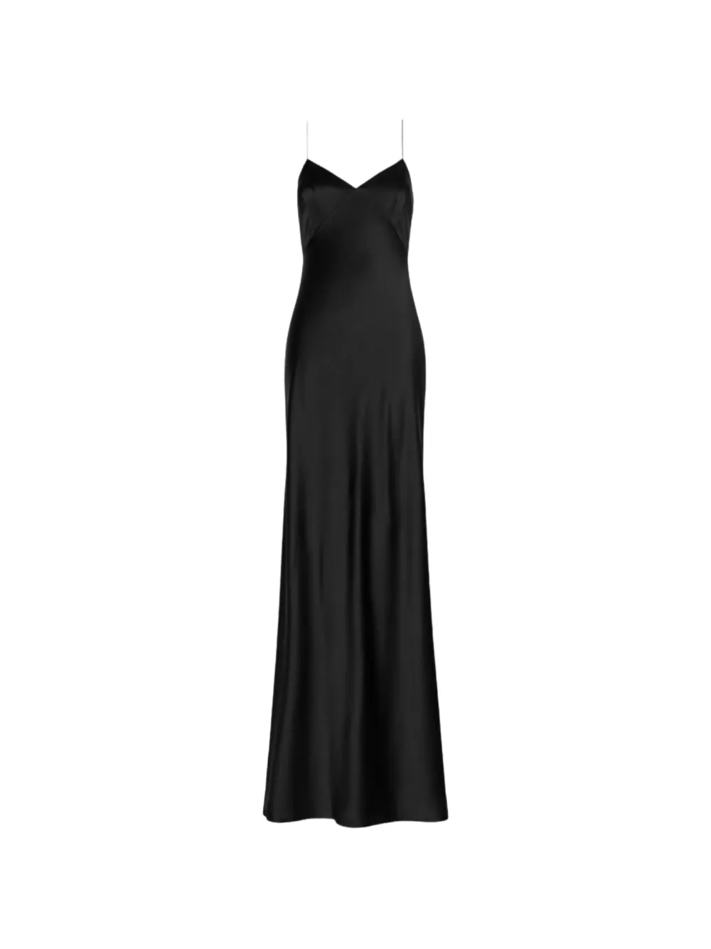 Pianoforte satin-finish spaghetti-strap maxi dress - Schwarz