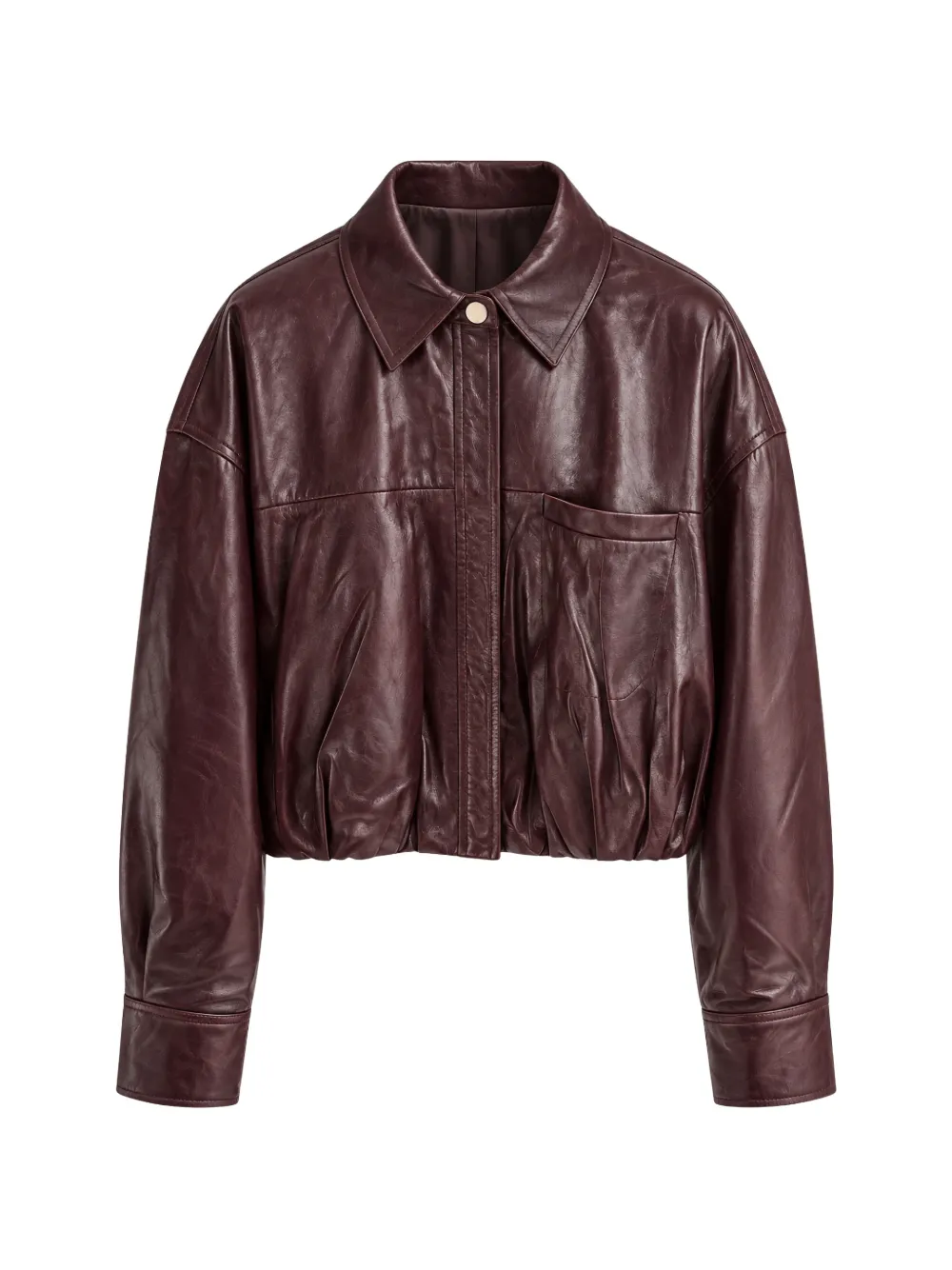 Sportmax gathered-detail leather jacket - Viola