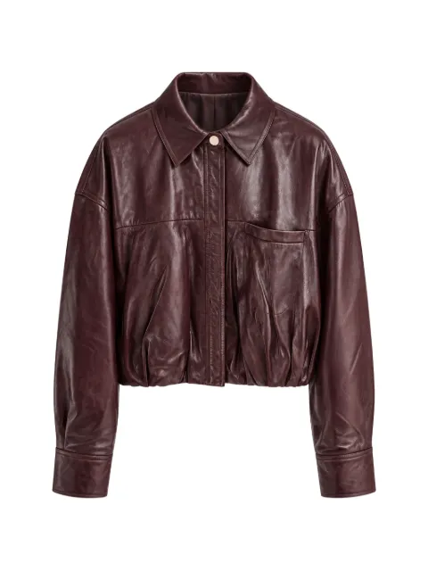 Sportmax gathered-detail leather jacket