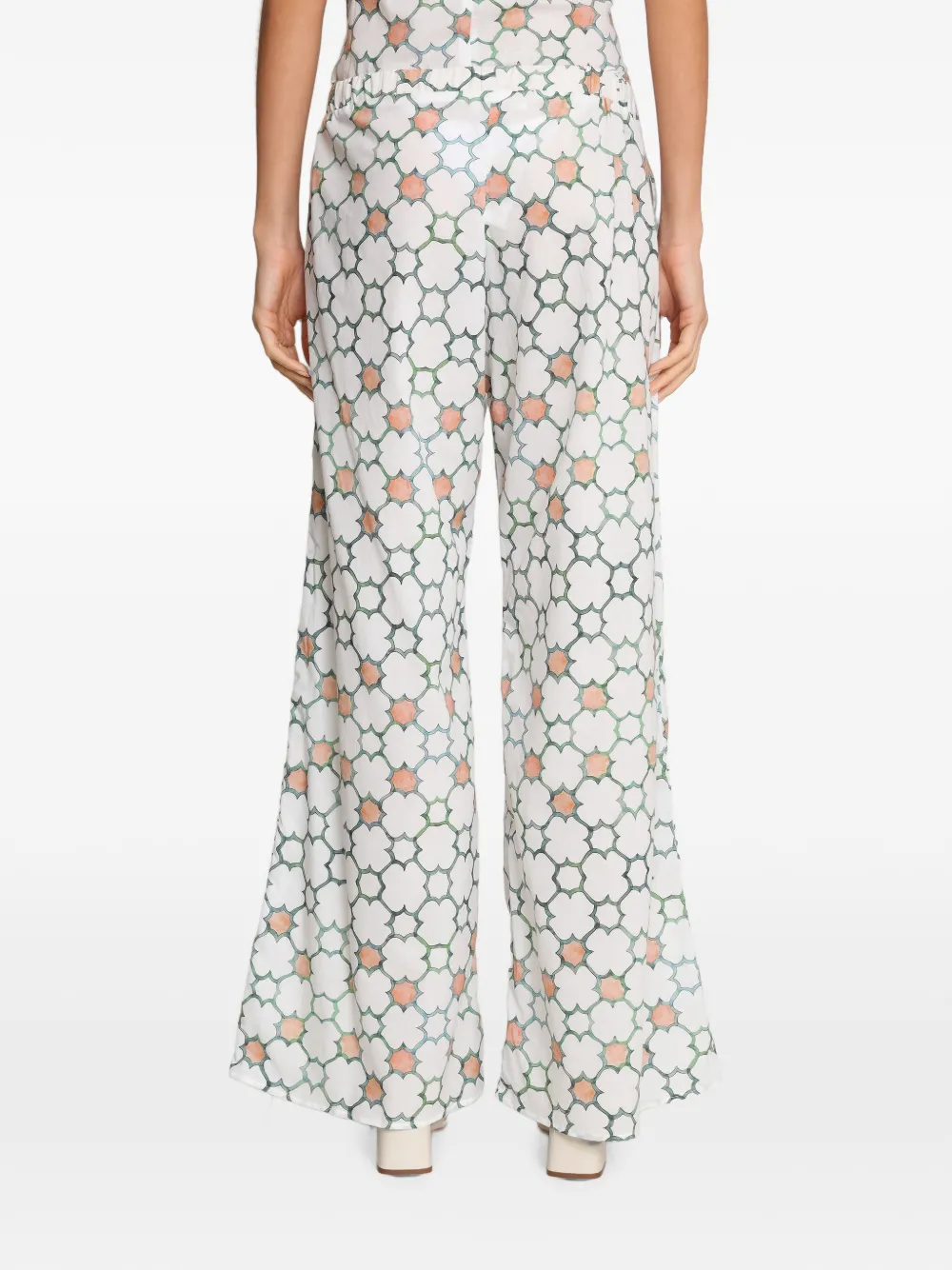 Amir Slama x Avatim palazzo broek met geometrische print Wit