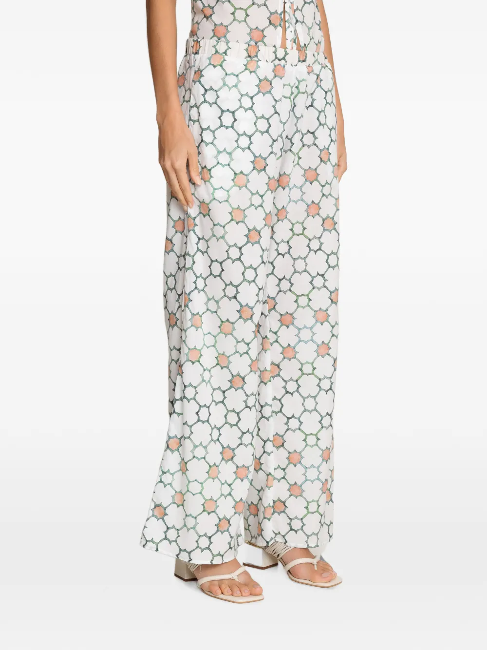 Amir Slama x Avatim palazzo broek met geometrische print Wit