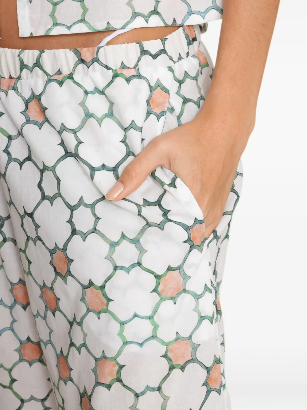 Amir Slama x Avatim palazzo broek met geometrische print Wit