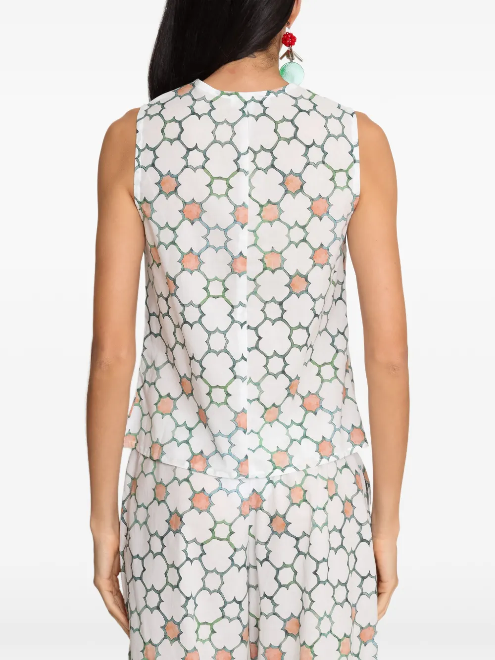 Amir Slama x Avatim top met geometrische print en striksluiting Wit
