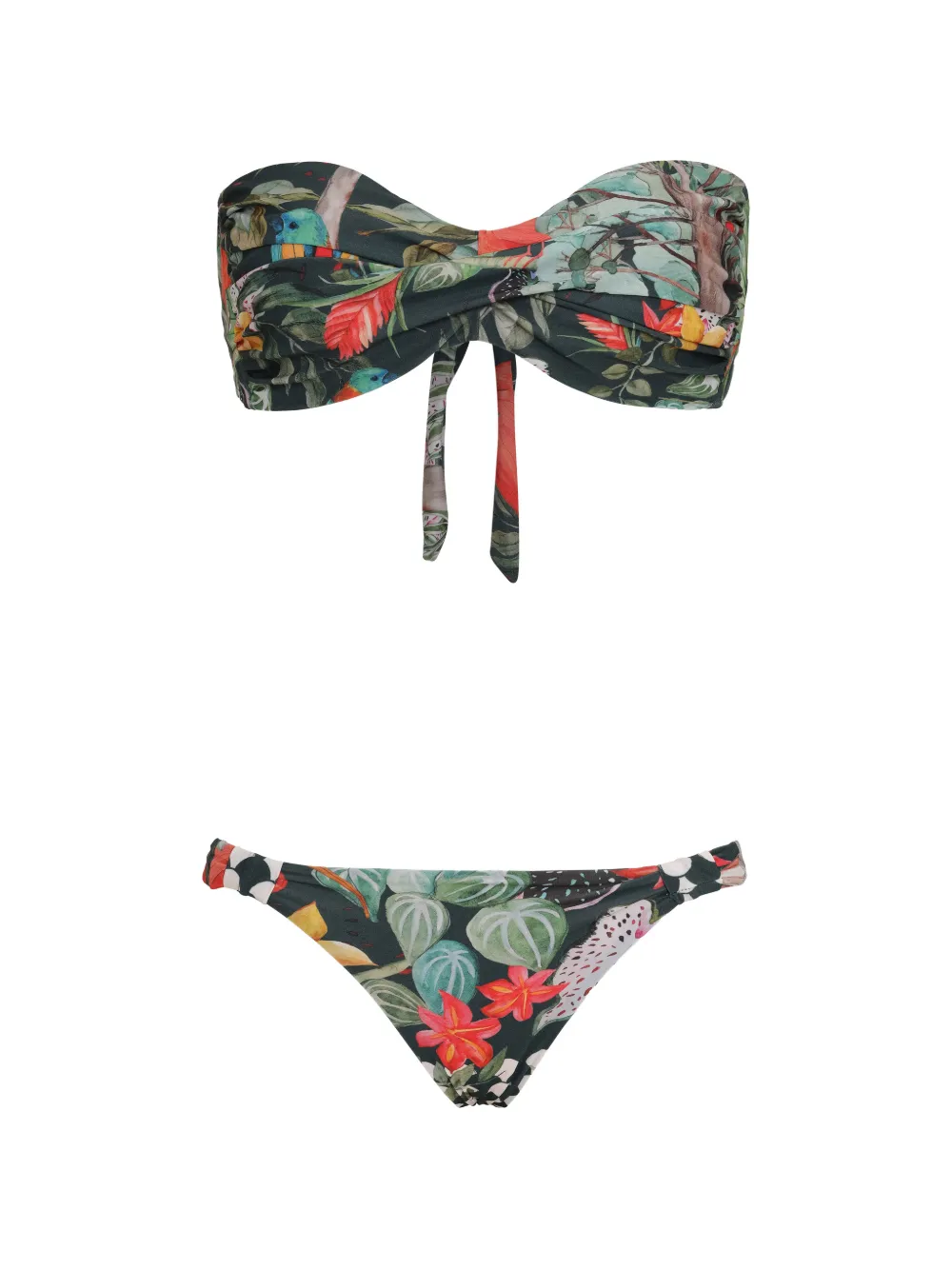 Amir Slama Top bikini a fascia a fiori - Verde
