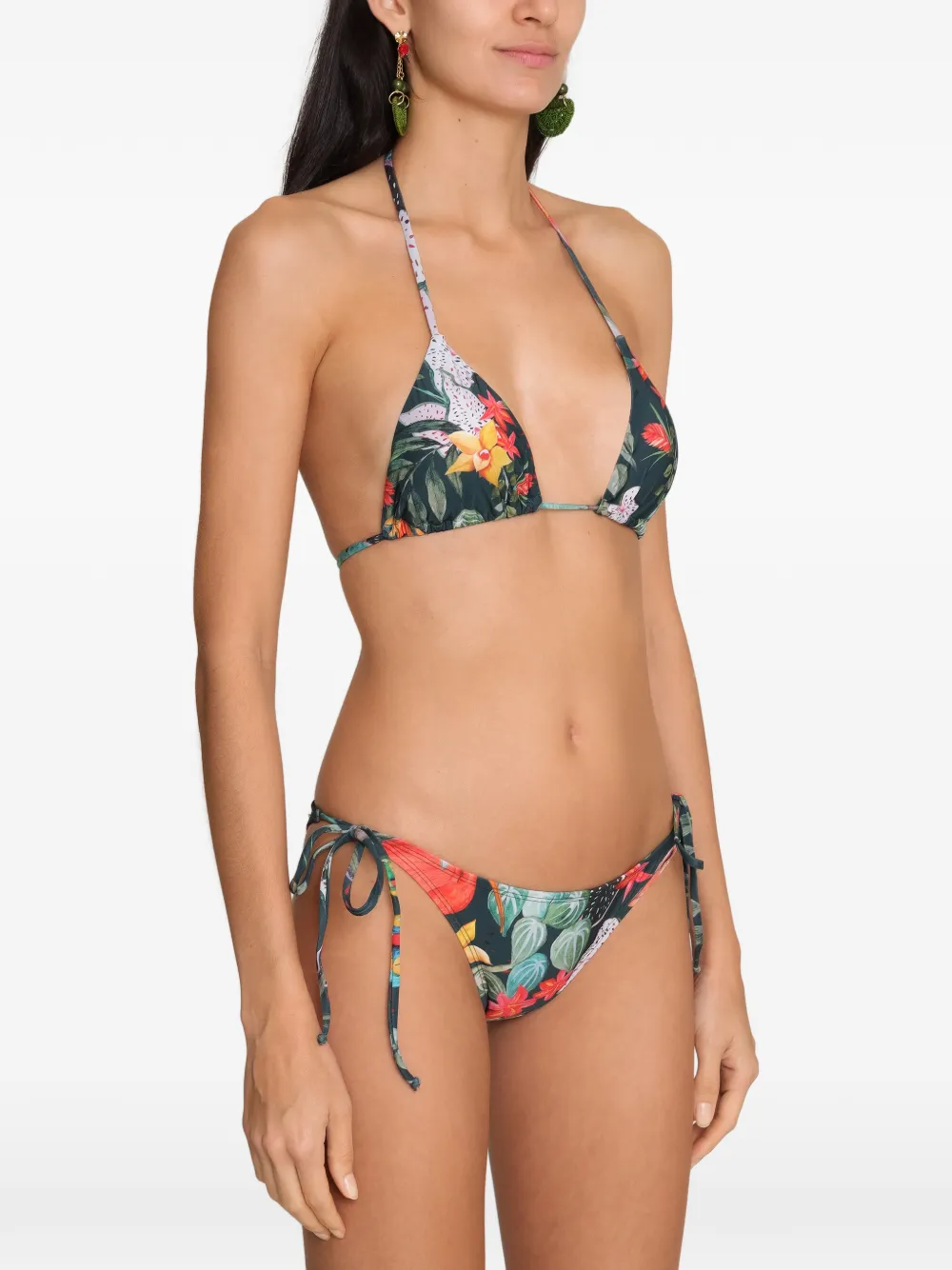Amir Slama x Avatim bikini met bloemenprint en strik Groen