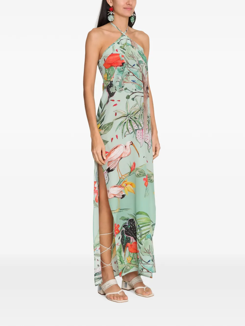 Amir Slama x Avatim maxi-jurk met tropische print Groen