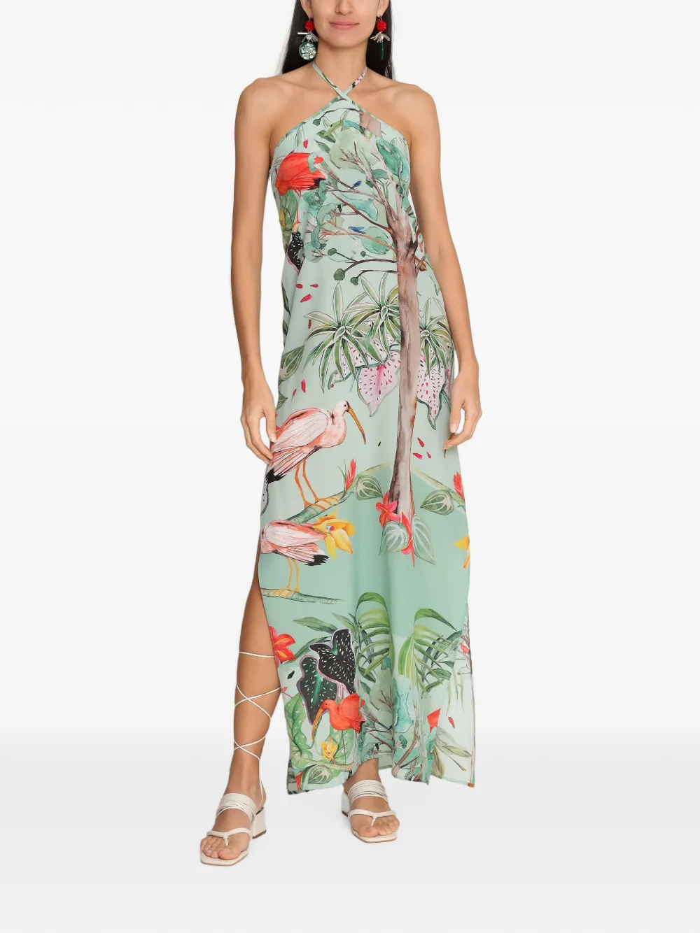 Amir Slama x Avatim maxi-jurk met tropische print Groen