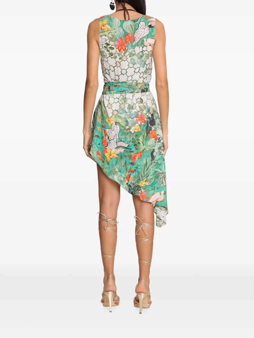 Amir Slama x Avatim gedrapeerde mini-jurk met botanische print Groen