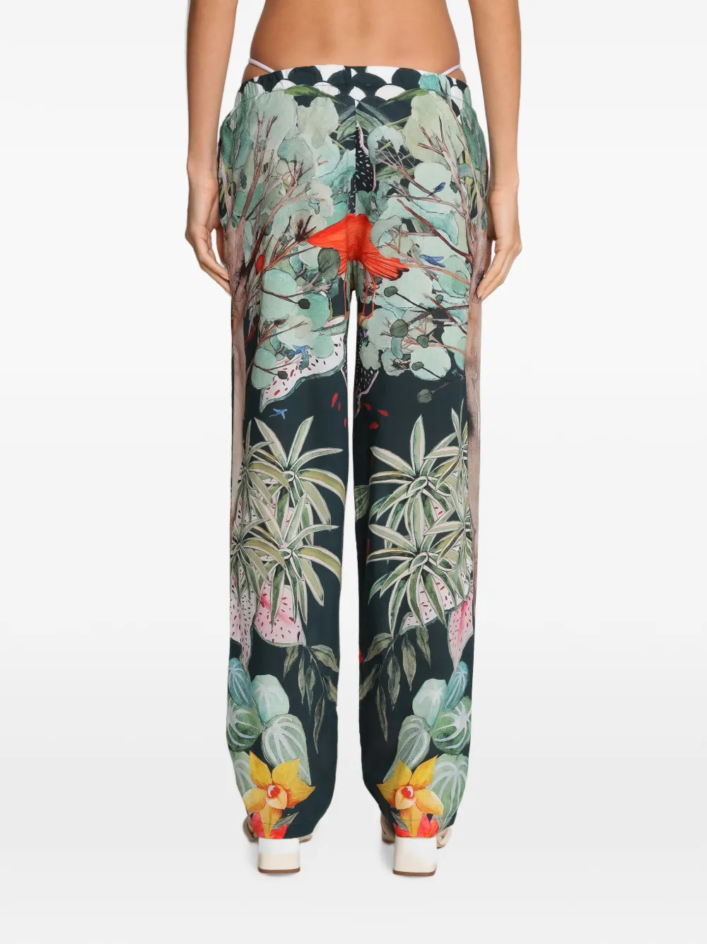 Amir Slama x Avatim straight broek met tropische print Zwart