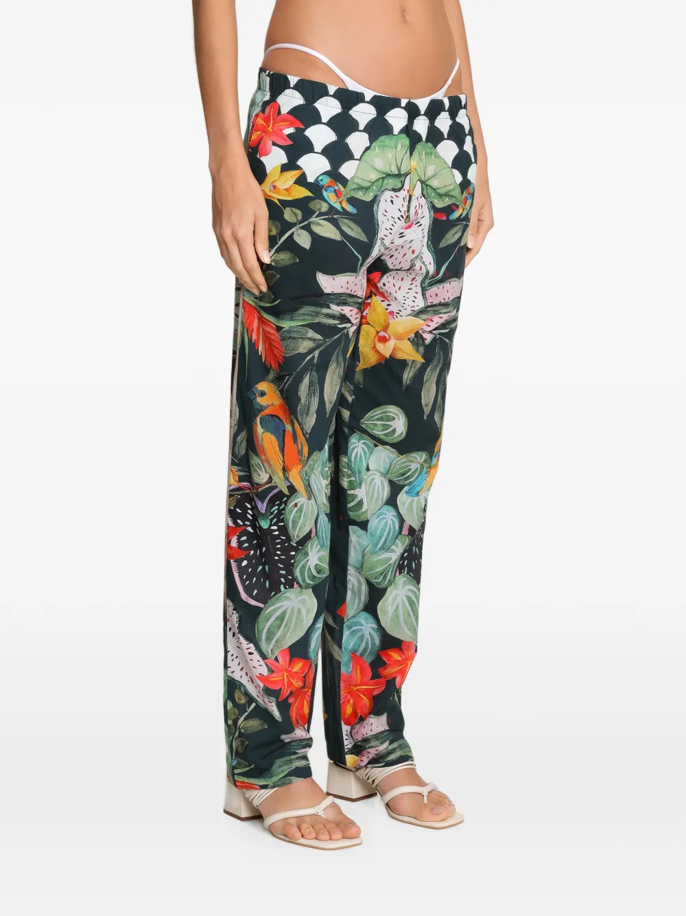 Amir Slama x Avatim straight broek met tropische print Zwart