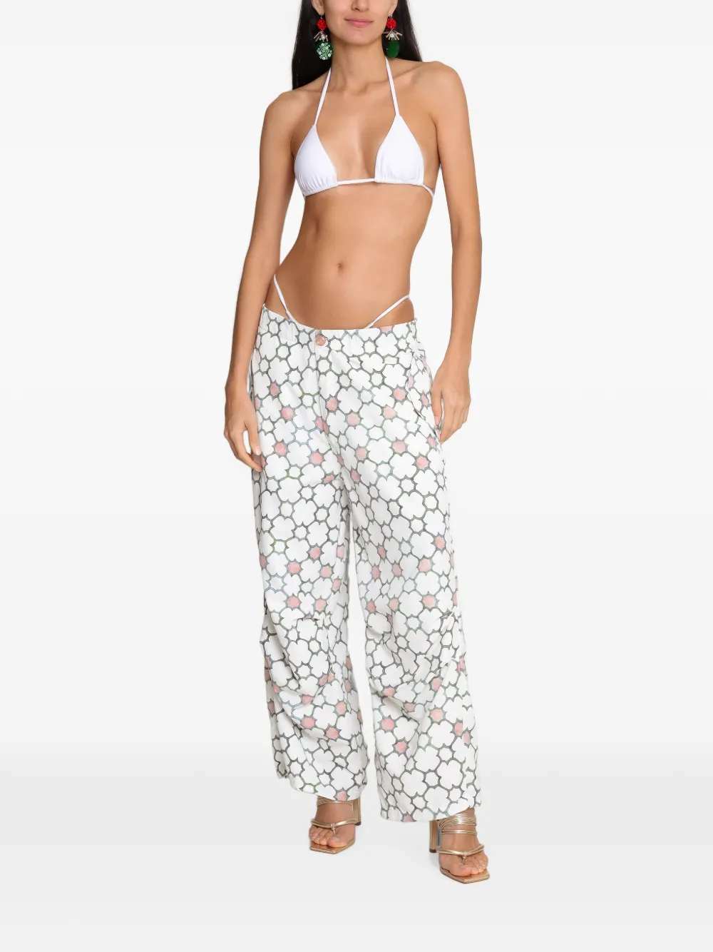 Amir Slama x Avatim palazzo broek met geometrische print Wit