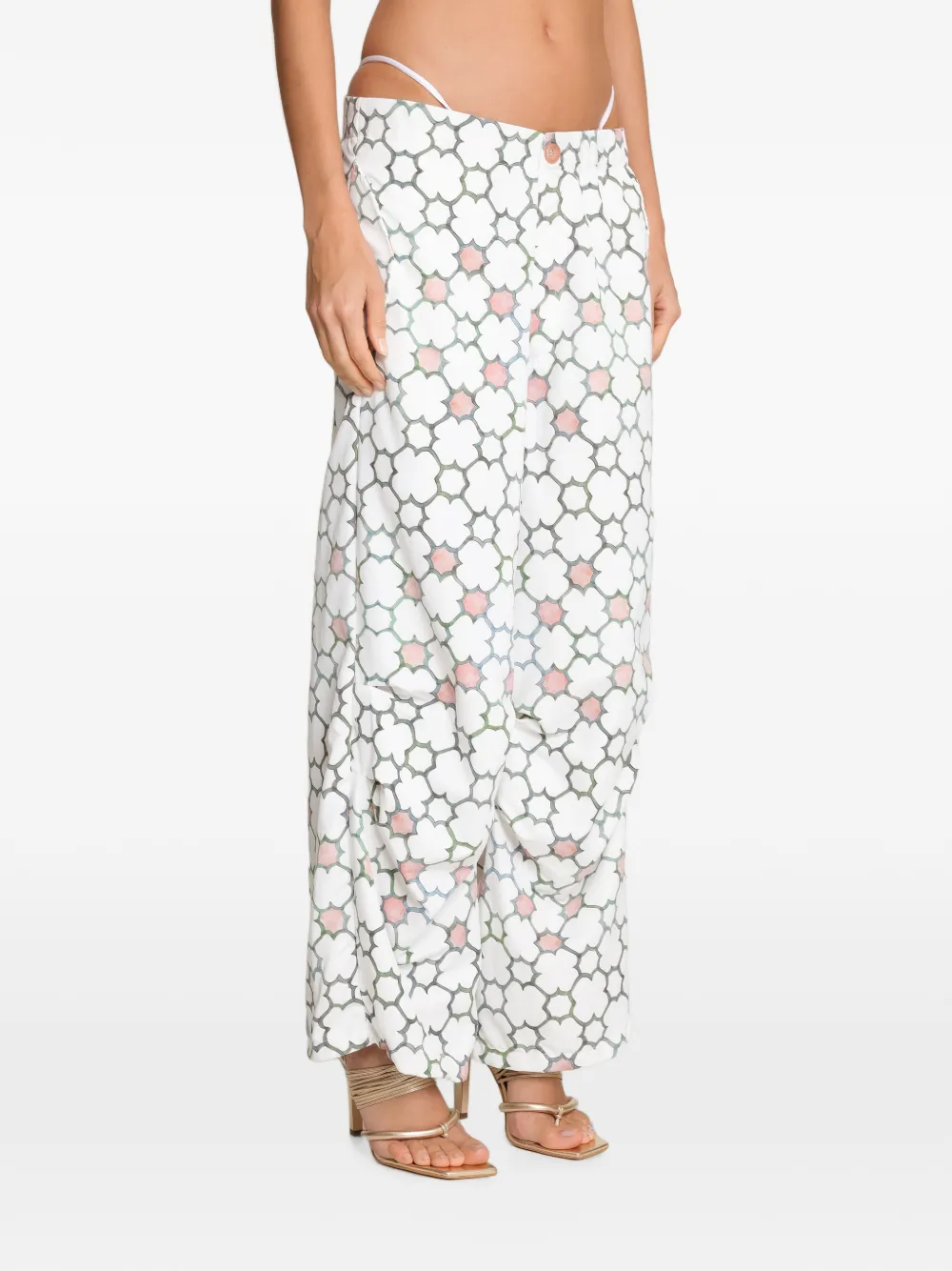 Amir Slama x Avatim palazzo broek met geometrische print Wit