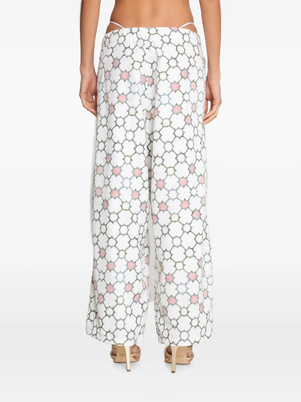 Amir Slama x Avatim palazzo broek met geometrische print Wit