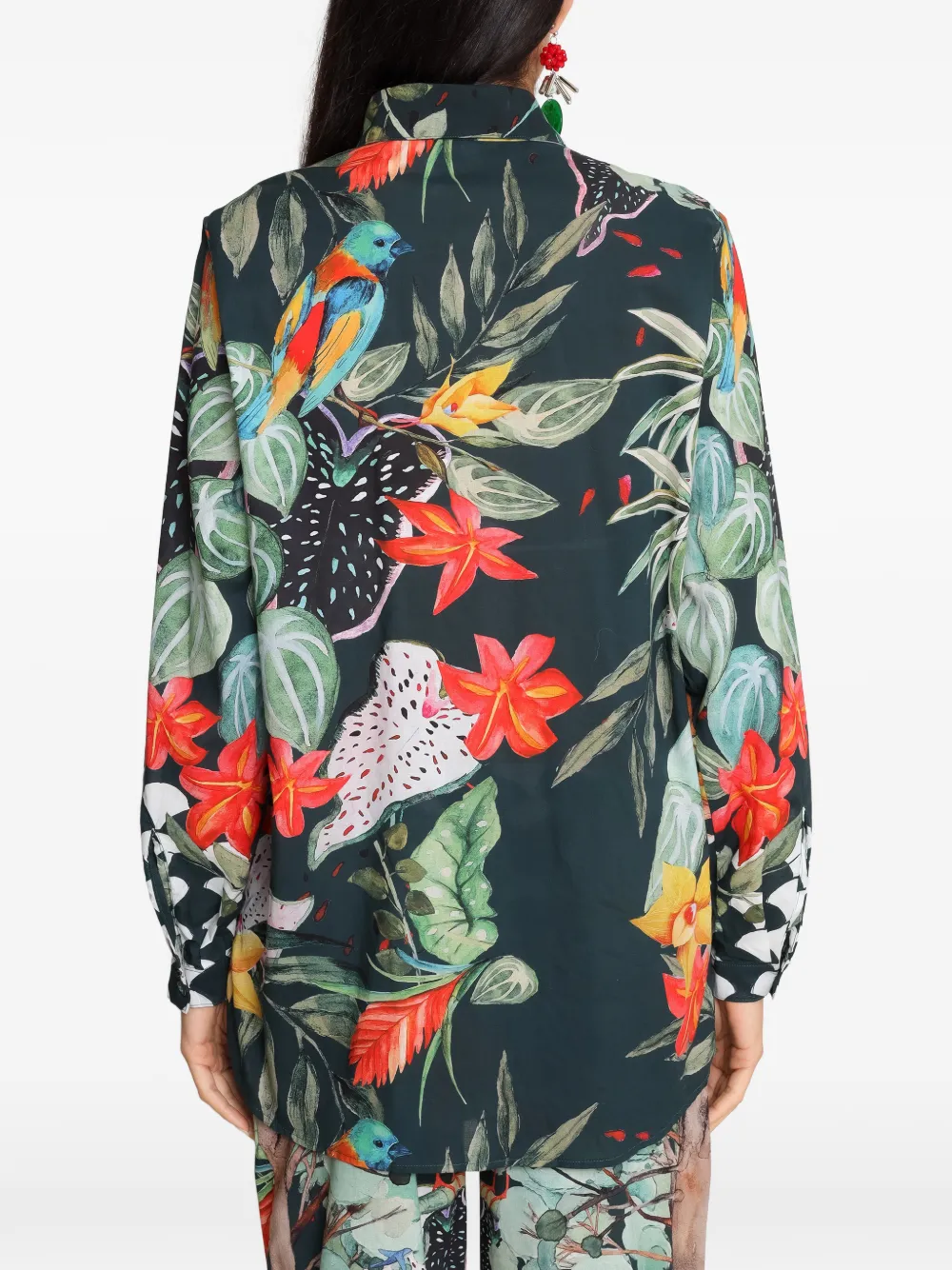 Amir Slama x Avatim blouse met tropische print en lange mouwen Groen