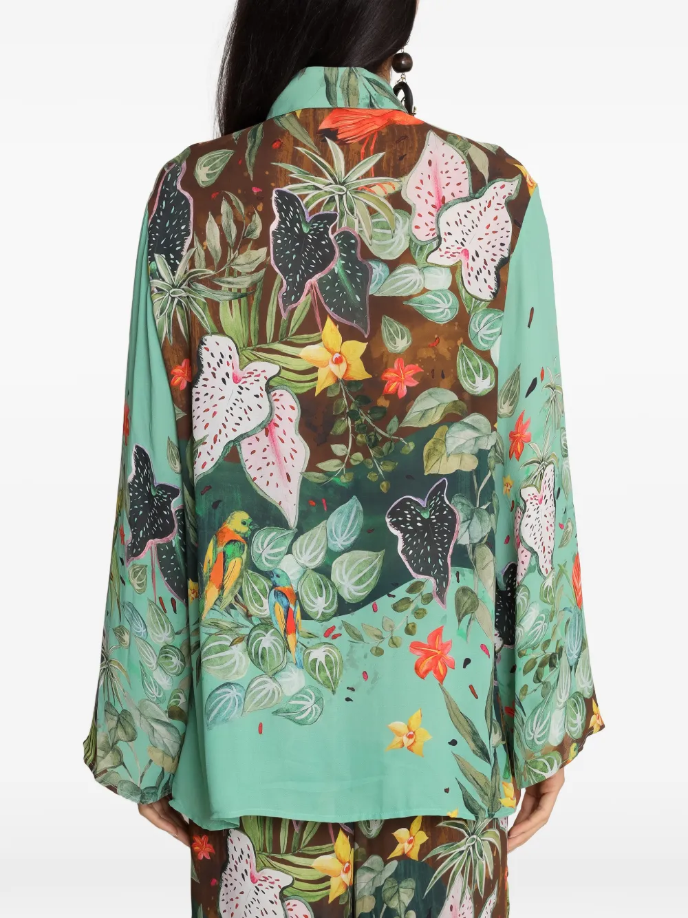 Amir Slama x Avatim blouse met tropische print en lange mouwen Groen
