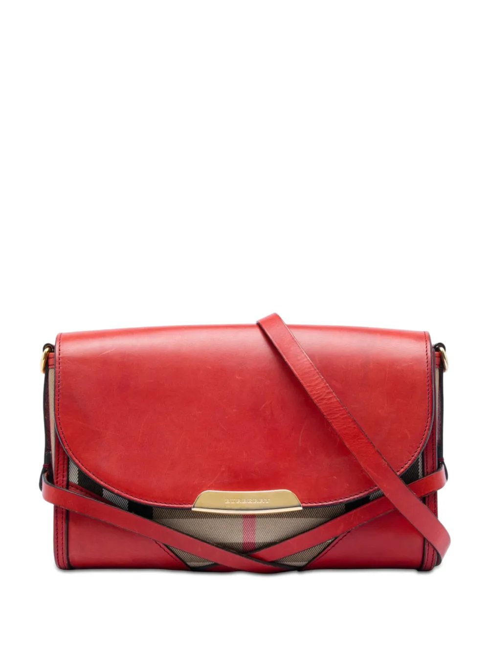 Burberry Pre-Owned 2000-2017 Leather and House Check Canvas Bridle Abbott crossbody bag - Marrone