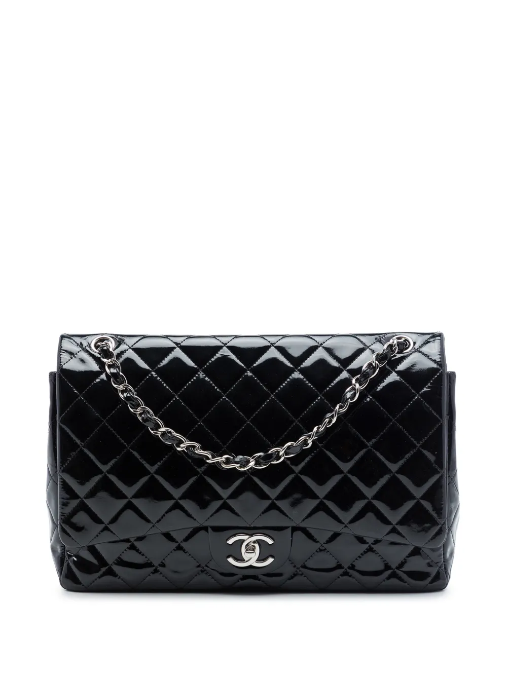 CHANEL Pre-Owned 2013-2014 Maxi Classic Patent Double Flap shoulder bag - Nero