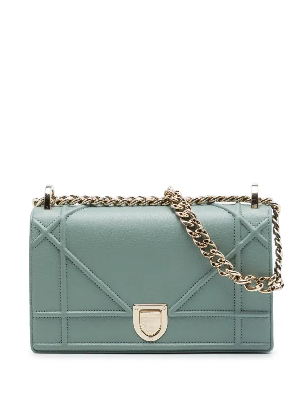 Dior Pre-owned 2017 Small Grained Calfskin Diorama Flap Crossbody Bag in Blue