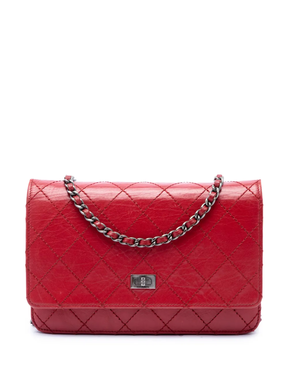 CHANEL Pre-Owned 2012 Quilted Aged Calfskin Reissue 2.55 Wallet on Chain crossbody bag - Rosso