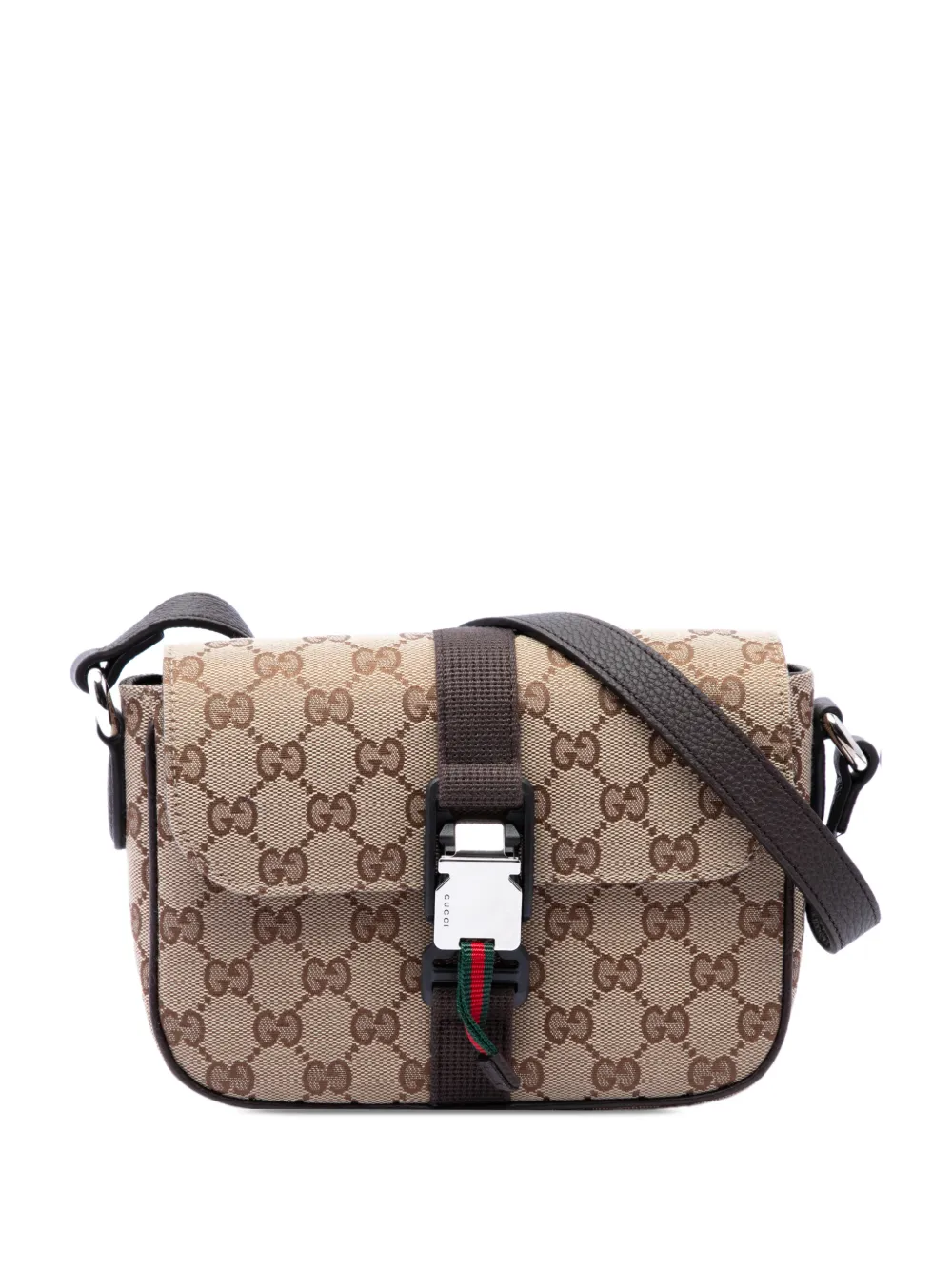 Gucci Pre-Owned 2016-2026 GG Canvas Web Buckle Flap crossbody bag - Toni neutri