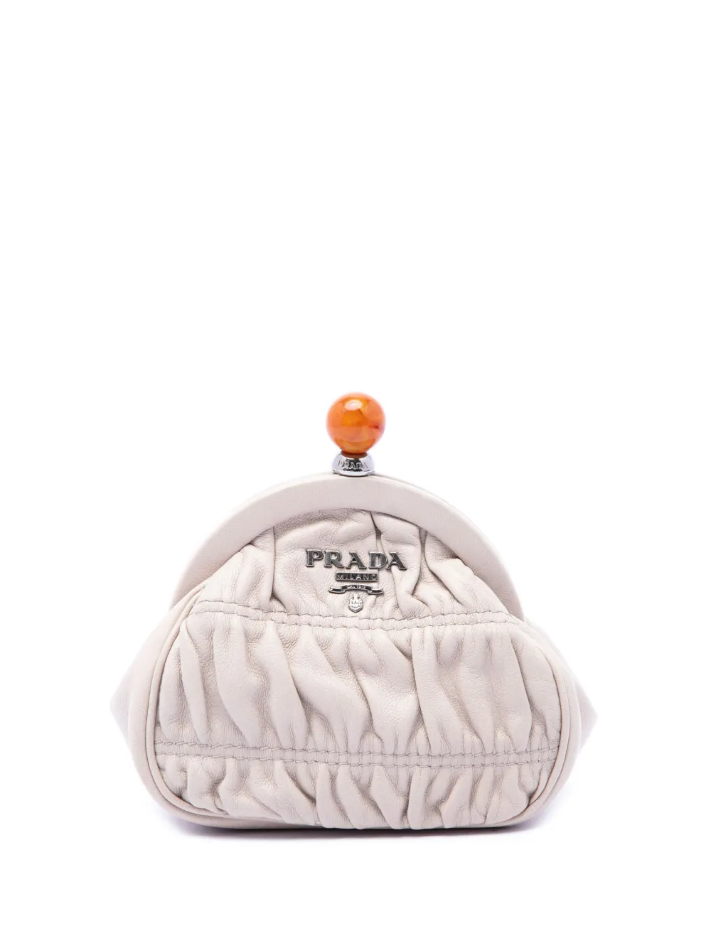 Prada Pre-Owned 2013-2026 Nappa Gaufre Kiss Lock Purse coin pouch - Weiß