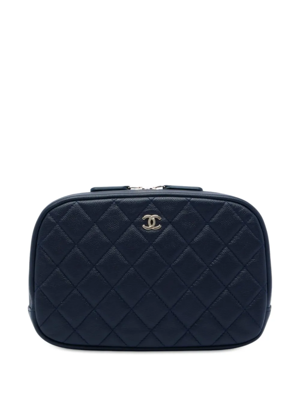 CHANEL Pre-Owned 2017-2018 Large Quilted Caviar Curvy Cosmetic pouch - Blu