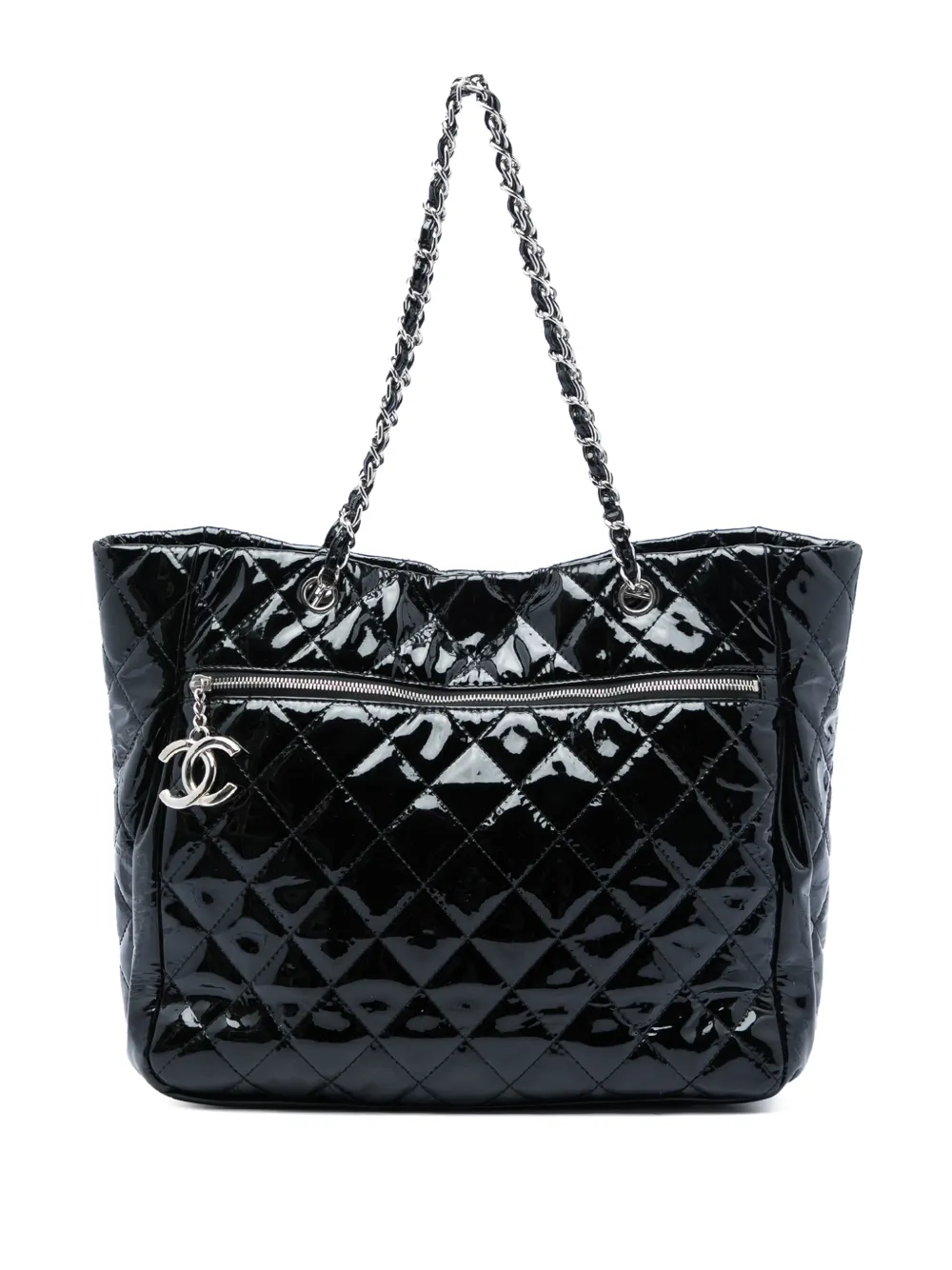 CHANEL Pre-Owned 2009-2010 CC Quilted Patent Chic And Glitter Ligne Timeless tote bag - Nero