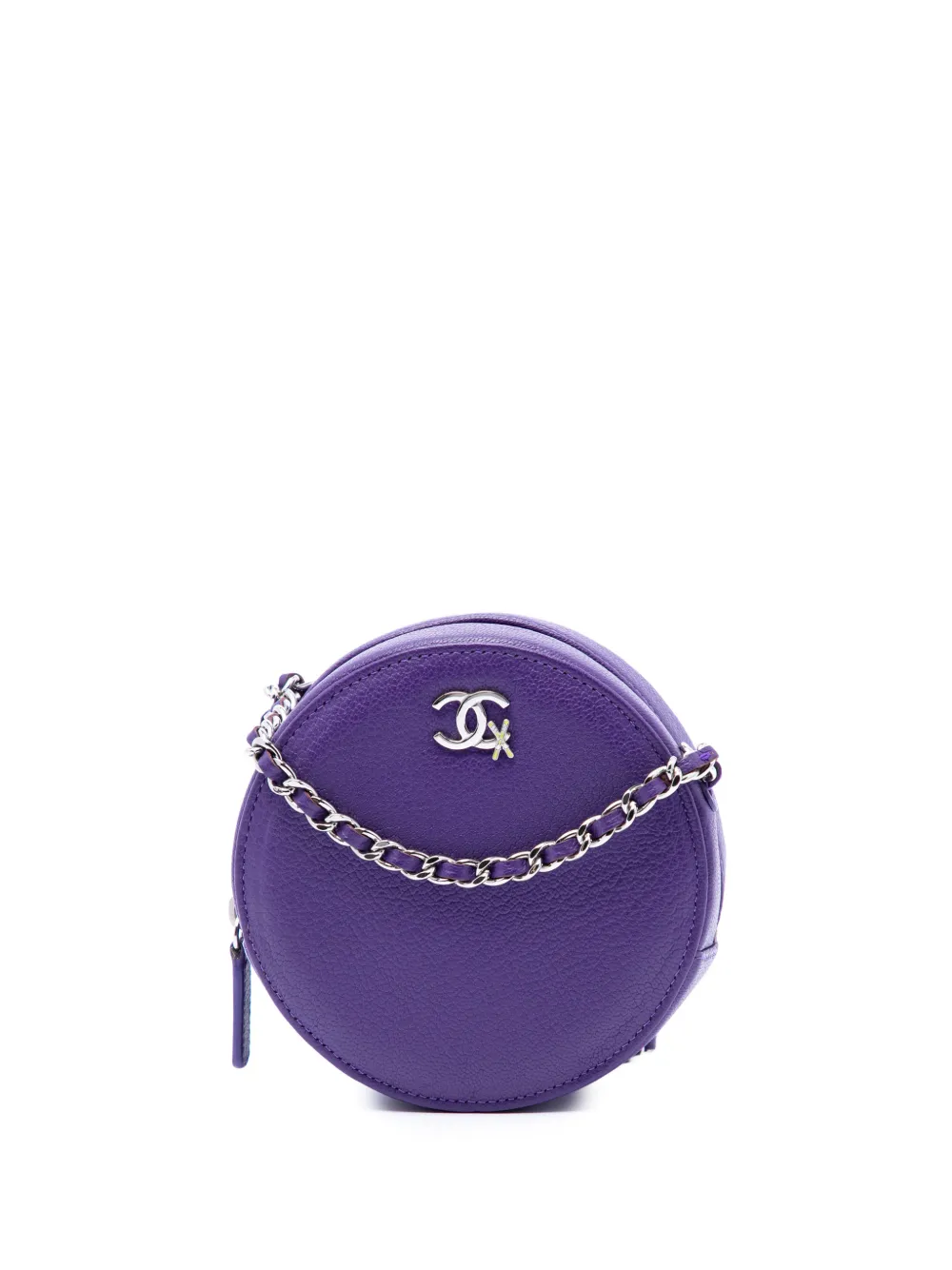 CHANEL Pre-Owned 2019 CC Goatskin Round Ski Clutch with Chain crossbody bag - Viola