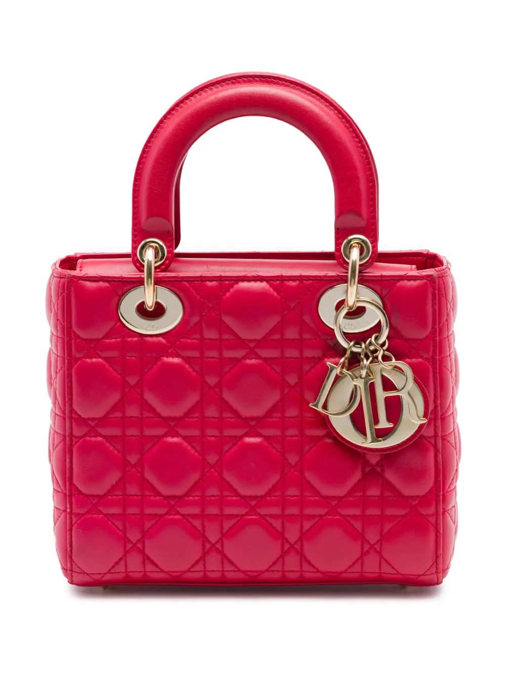 Christian Dior Pre-Owned 2019 Small Lambskin Cannage My ABCDior Lady Dior satchel - Rot