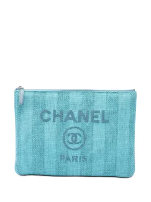 CHANEL Pre-Owned 2018 ラージ ツイード ドーヴィル O ケース クラッチ