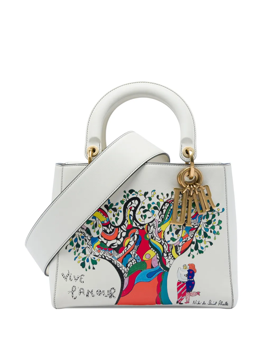 Christian Dior Pre-Owned 2018 Niki de Saint Phalle Medium Calfskin Vive L amour Lady Dior satchel - Weiß