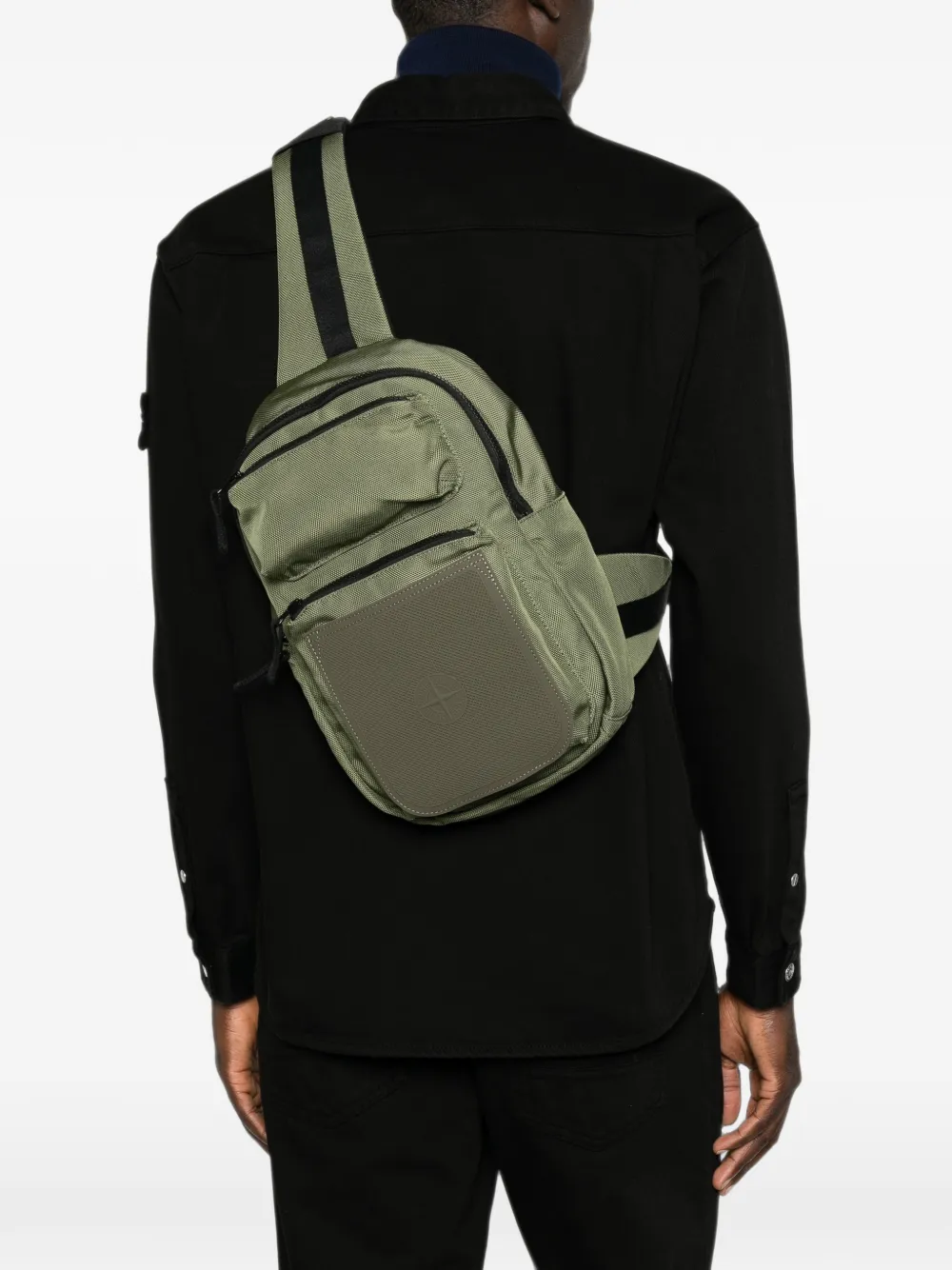 Stone Island logo-patch panelled backpack - Grün