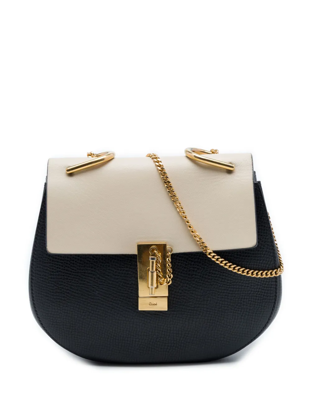 Chloé Pre-Owned 2015 Small Bicolor Smooth and Grained Calfskin Drew crossbody bag - Weiß