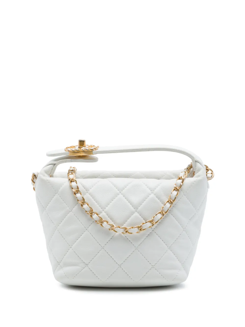 CHANEL Pre-Owned 2019 Small Quilted Lambskin Perfect Meeting Hobo satchel - Bianco