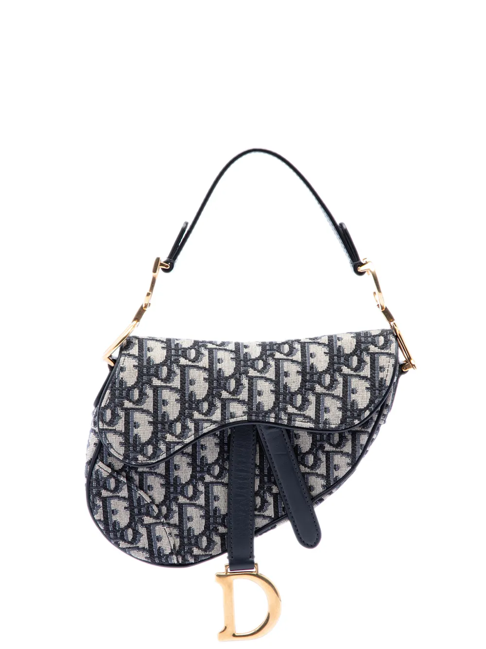 Christian Dior Pre-Owned 2018 Mini Oblique Canvas Saddle Bag satchel - Blau