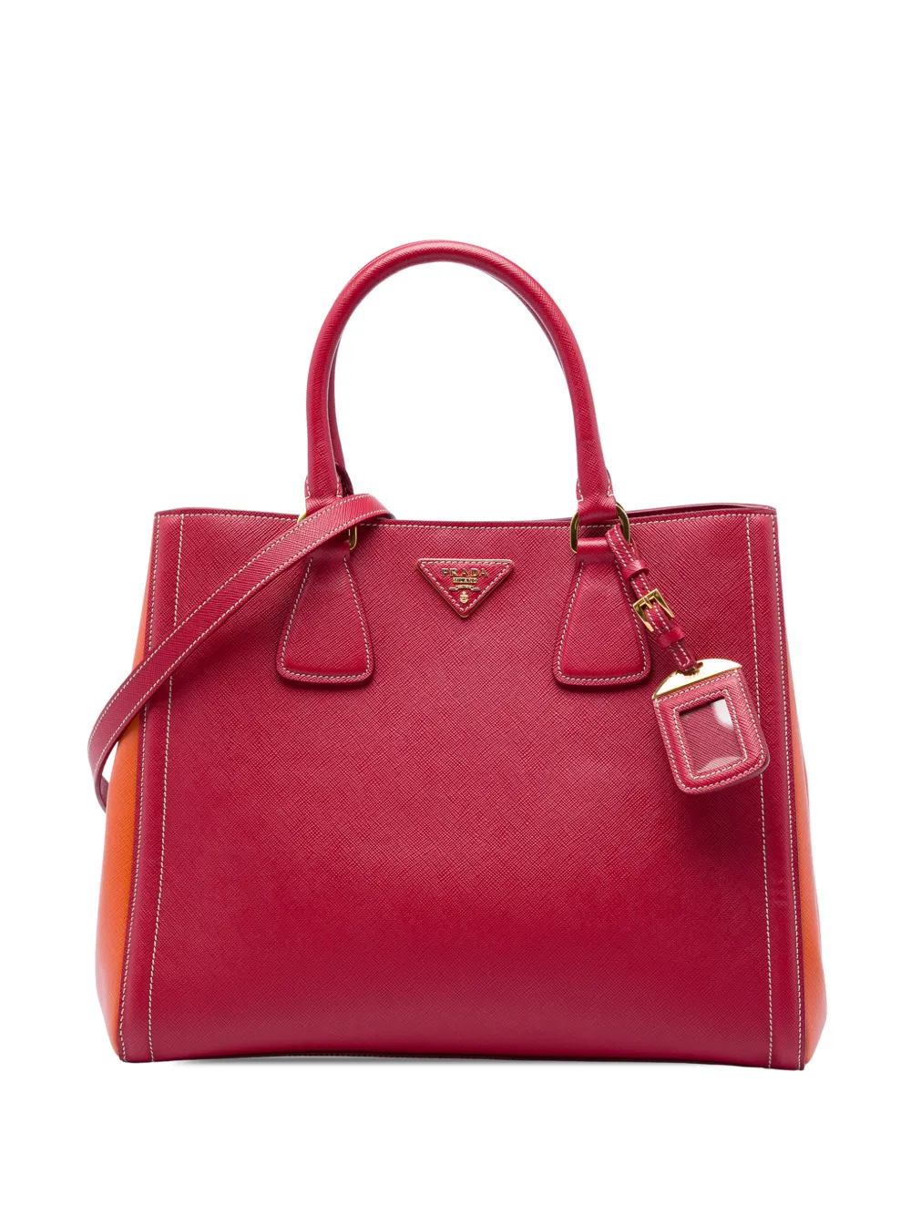 Prada Pre-Owned 2013-2026 Bicolor Saffiano Lux satchel - Orange