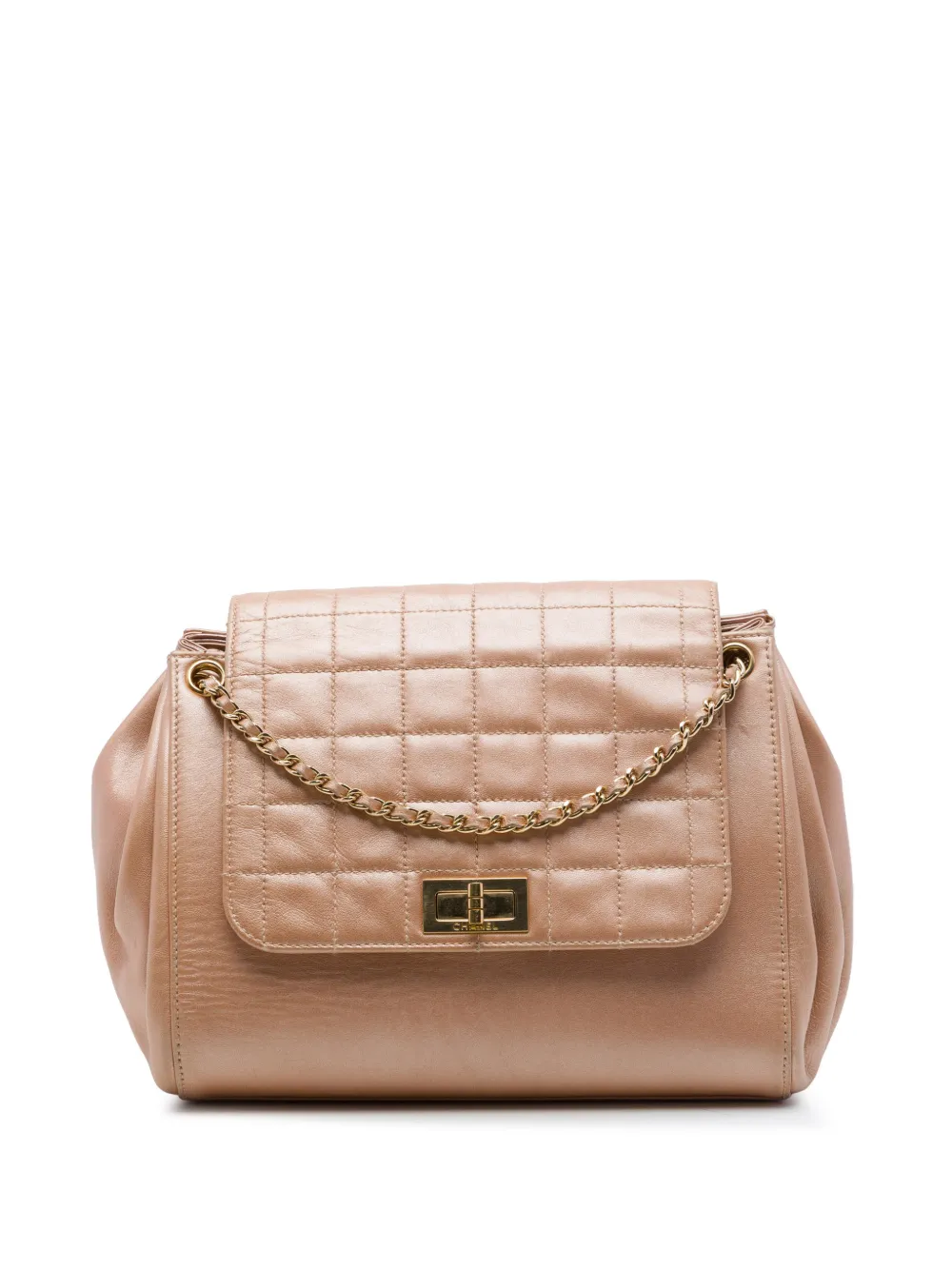 CHANEL Pre-Owned 2002-2003 Lambskin Chocolate Bar Accordion Mademoiselle Turnlock Flap shoulder bag - Marrone